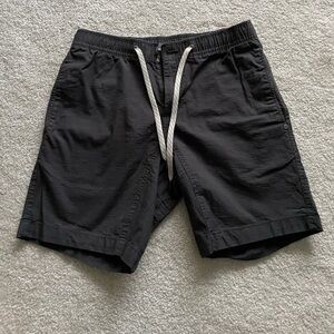 Vuori Black Athletic Drawstring Shorts with White Cord